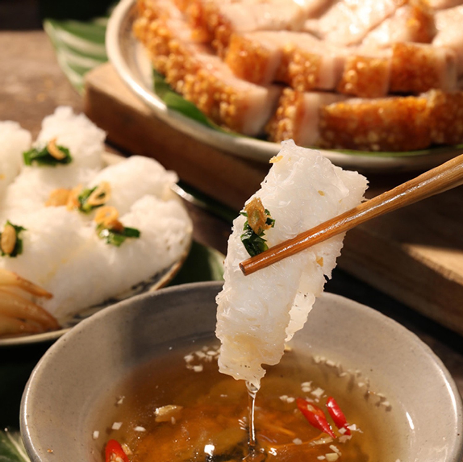 Set bánh hỏi thịt quay nhỏ